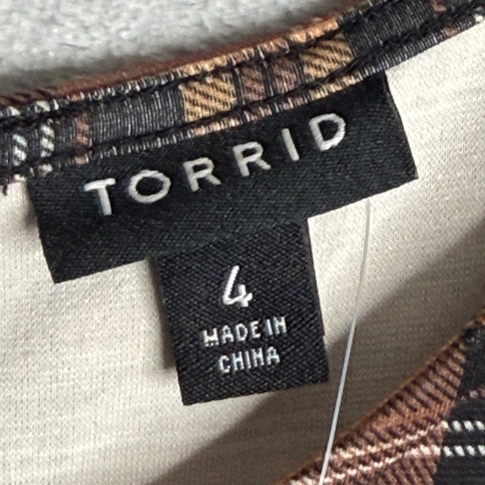 Torrid Midi Light Weight Studio Ponte Dress Womens 4X Next Tartan Plaid Rootbeer - Picture 2 of 11